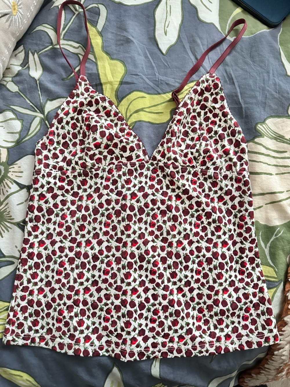 Urban Outfitters White Tank Top with Red Floral Print